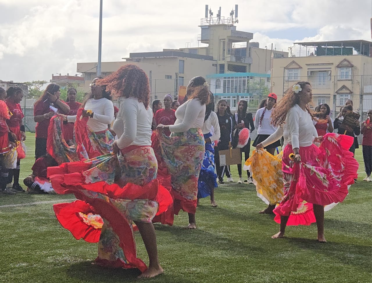 Students competing on sports day